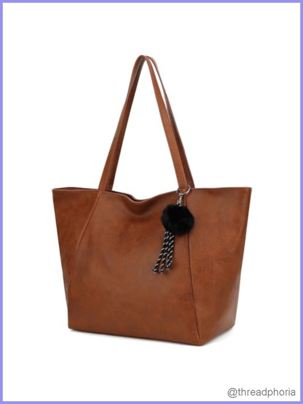 Large PU Leather Tote Bag for Women Zip Shoulder Purse